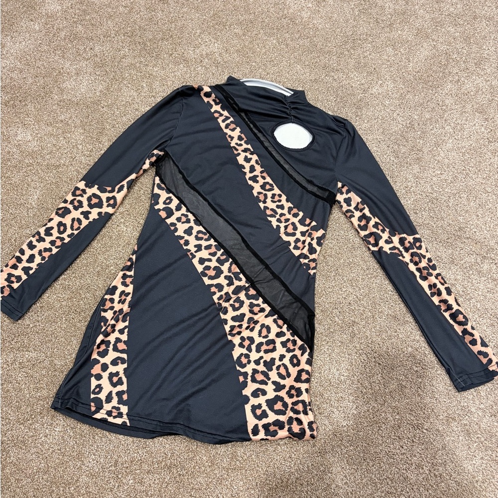 SHEIN Black Leopard Print Long Sleeve Top